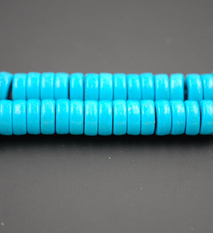 Synthetic Turquoise Beads Strands, Heishi Beads, Dyed, Flat Round/Disc