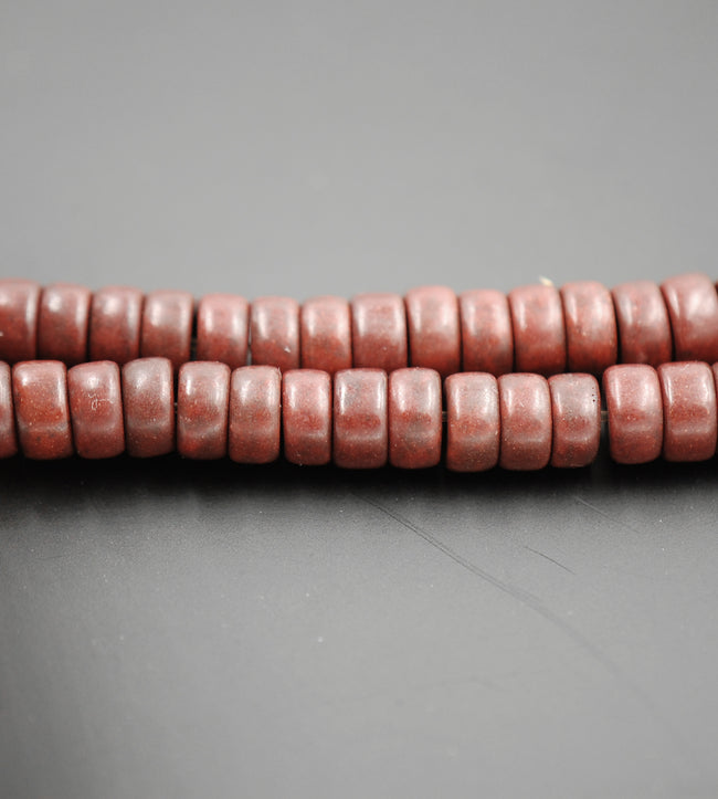 Synthetic Turquoise Beads Strands, Brown Heishi Beads, Dyed, Flat Round/Disc Hover Image