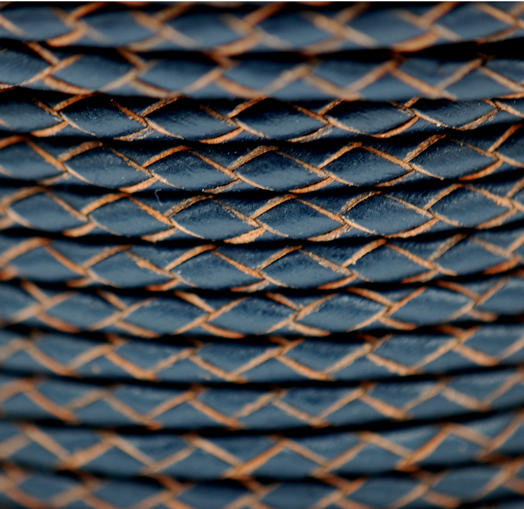 Dark Blue 3mm Bolo Braided Woven Round Leather Cord 1 Yards / 3 Feet / .9144 Meters