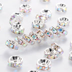 AB Silver Rhinestone Beads, Grade AAA, Nickel Free, Crystal Rondelle