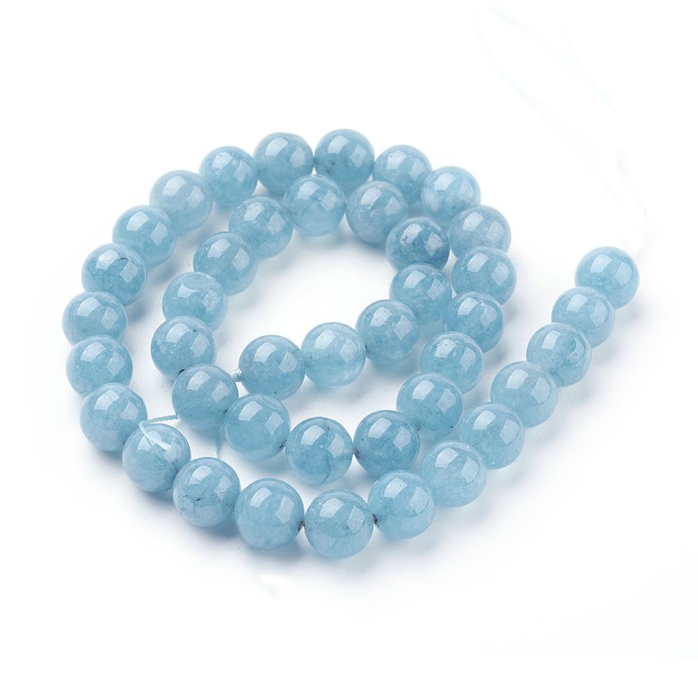 Natural White Jade Imitation Amazonite Beads Strands, Round, Dyed, 8mm