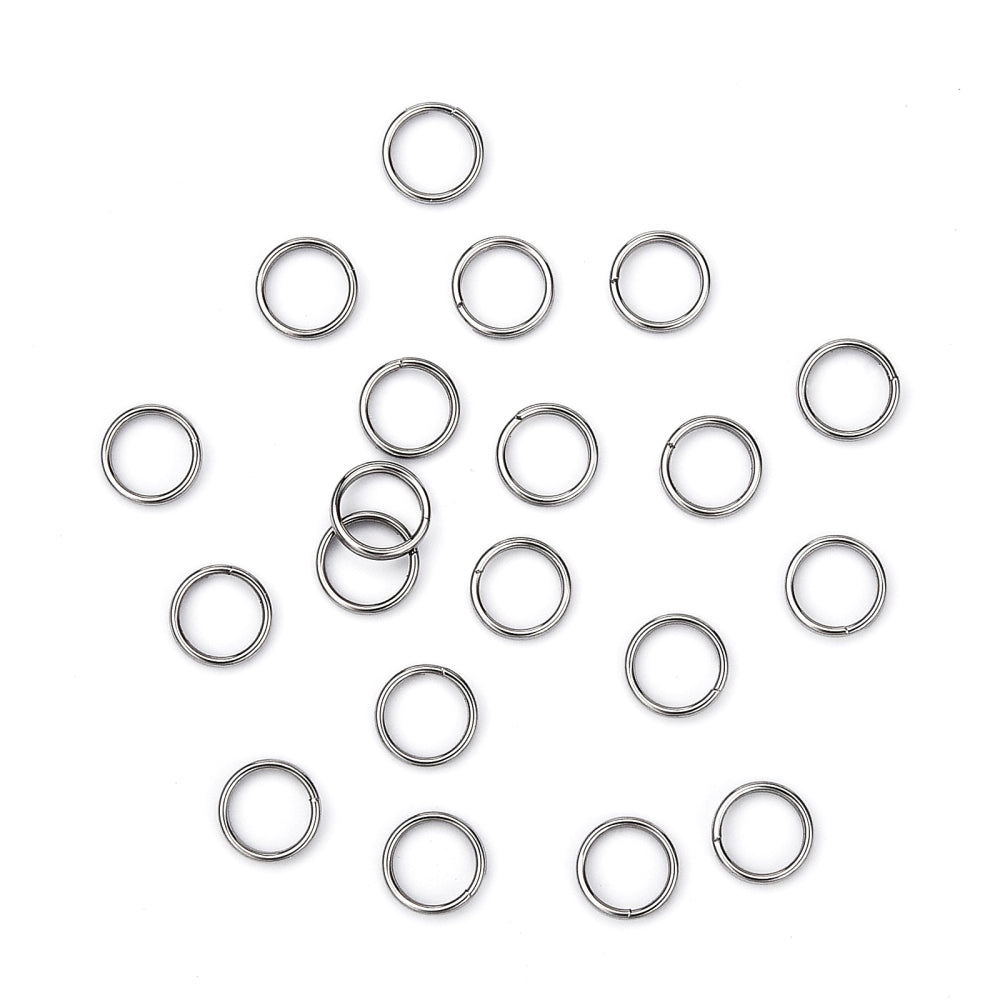 200pc 304 Stainless Steel Split Rings, 6mm