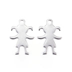 304 Stainless Steel Pendants, Boy or Girl Silhouette Pendants, 25pc