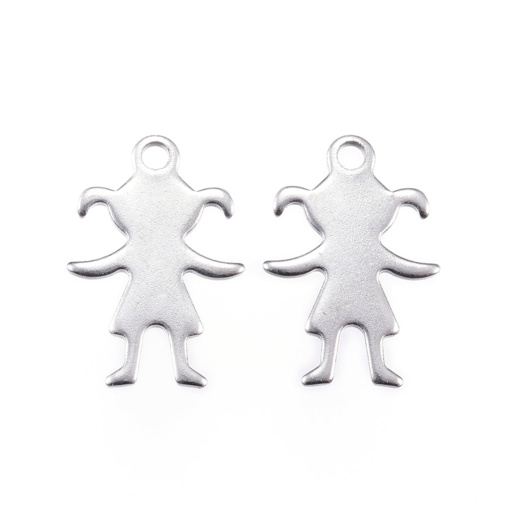 304 Stainless Steel Pendants, Boy or Girl Silhouette Pendants, 25pc