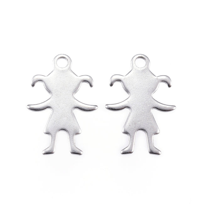 304 Stainless Steel Pendants, Boy or Girl Silhouette Pendants, 25pc Main Image