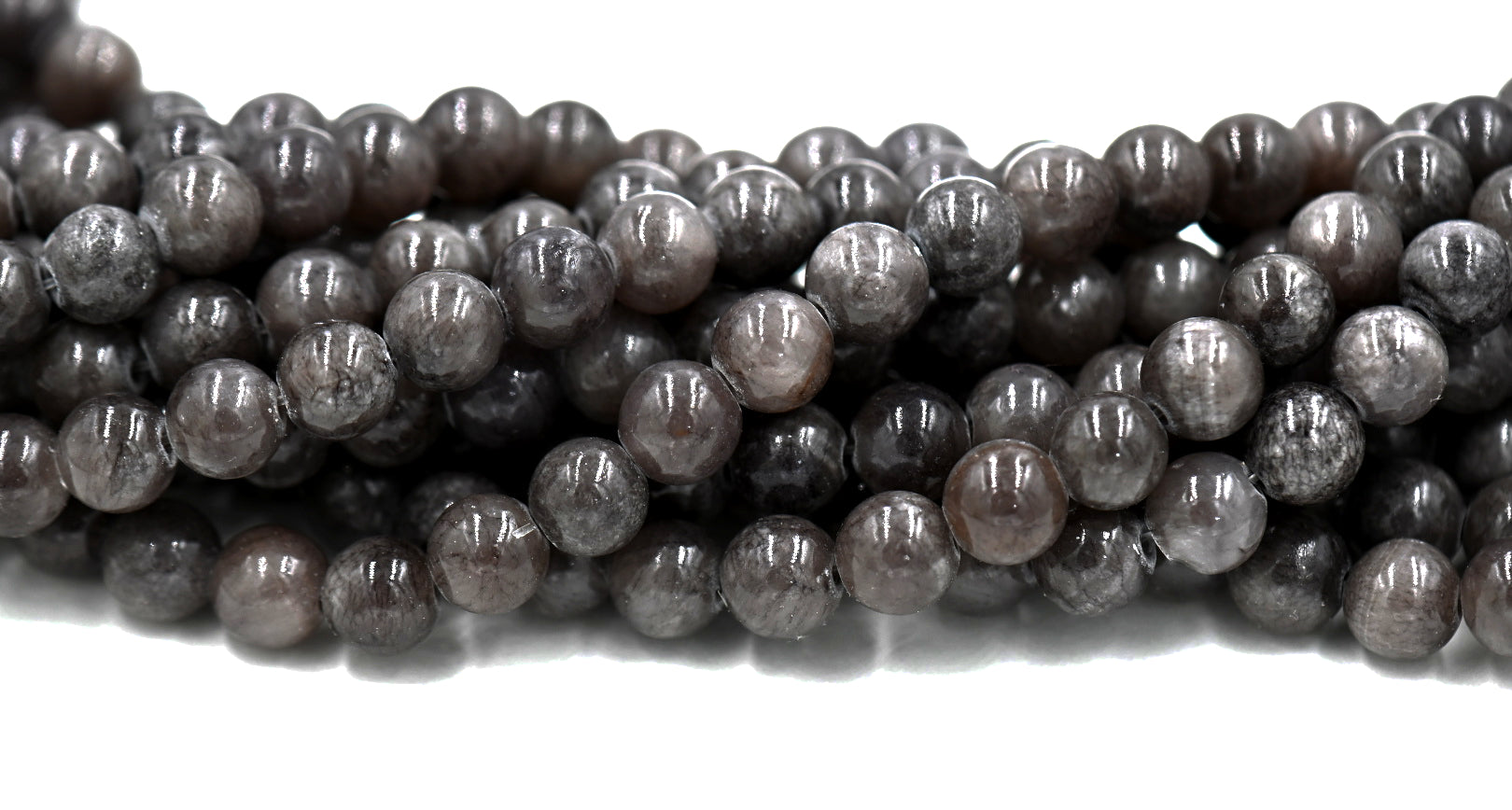 Dark Gray Jade Beads 6mm 8mm - 15.5 inch strand