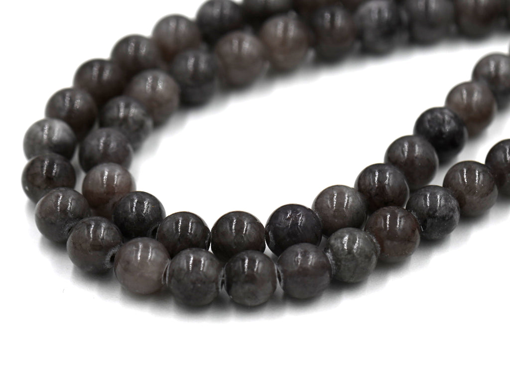 Dark Gray Jade Beads 6mm 8mm - 15.5 inch strand