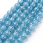 Natural White Jade Imitation Amazonite Beads Strands, Round, Dyed, 8mm