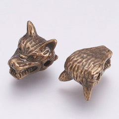 Wolf Head, Antique Bronze Size: about 9.5mm wide, 13mm long, 11mm thick -5pc