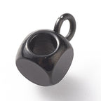 304 Stainless Steel Electroplated Black Cube Hanger for Charms, 10pc