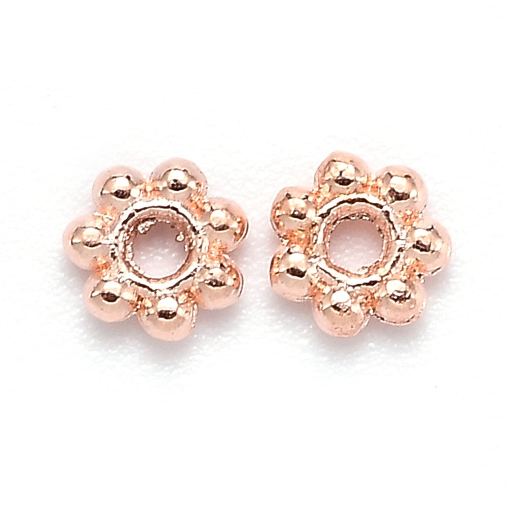 Heishi, 5mm Beaded Rose Gold Spacer Bead -100