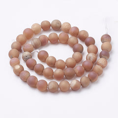 8mm Druzy Agate Taupe Brown Round  -15.5 inch strand