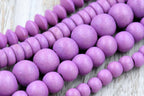 Pink Raspberry Purple Wood Round, Bicone or Rondelle