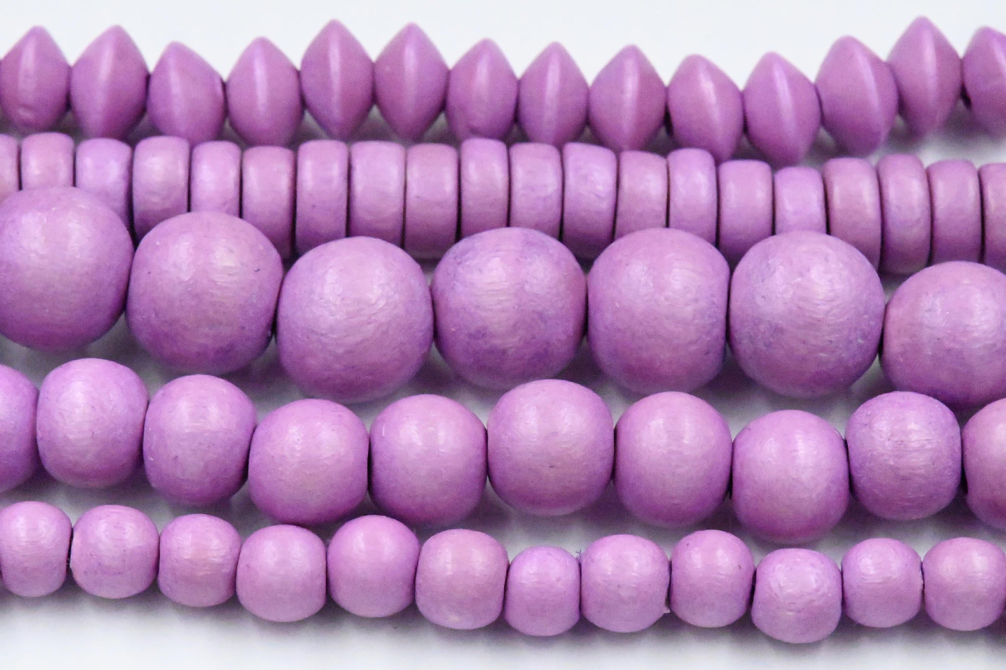 Pink Raspberry Purple Wood Round, Bicone or Rondelle