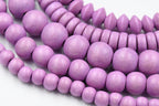 Pink Raspberry Purple Wood Round, Bicone or Rondelle
