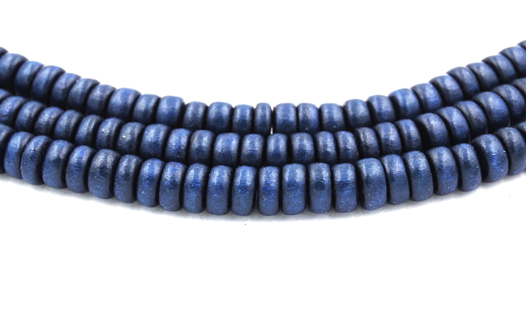 Starry Night Blue Wood Round, Bicone or Rondelle