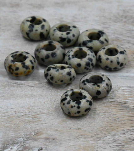Large Hole Dalmatian Jasper, European Beads, Round 12mm