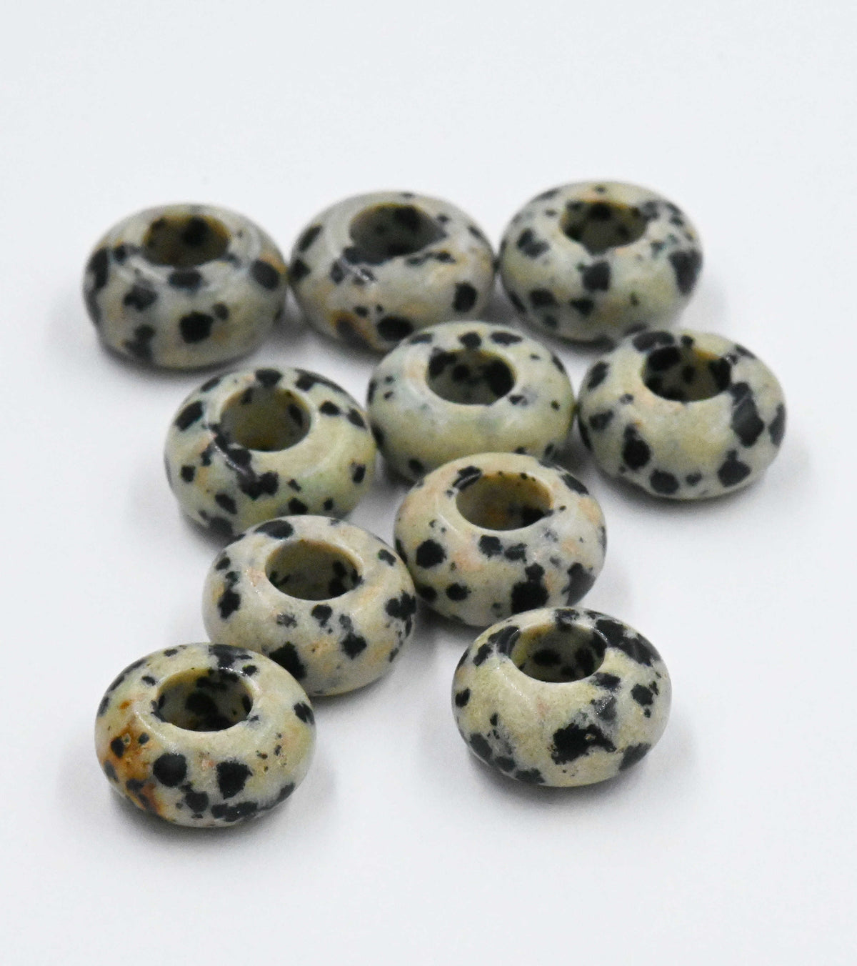 Large Hole Dalmatian Jasper, European Beads, Round 12mm