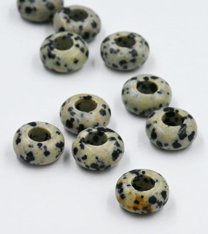 Large Hole Dalmatian Jasper, European Beads, Round 12mm