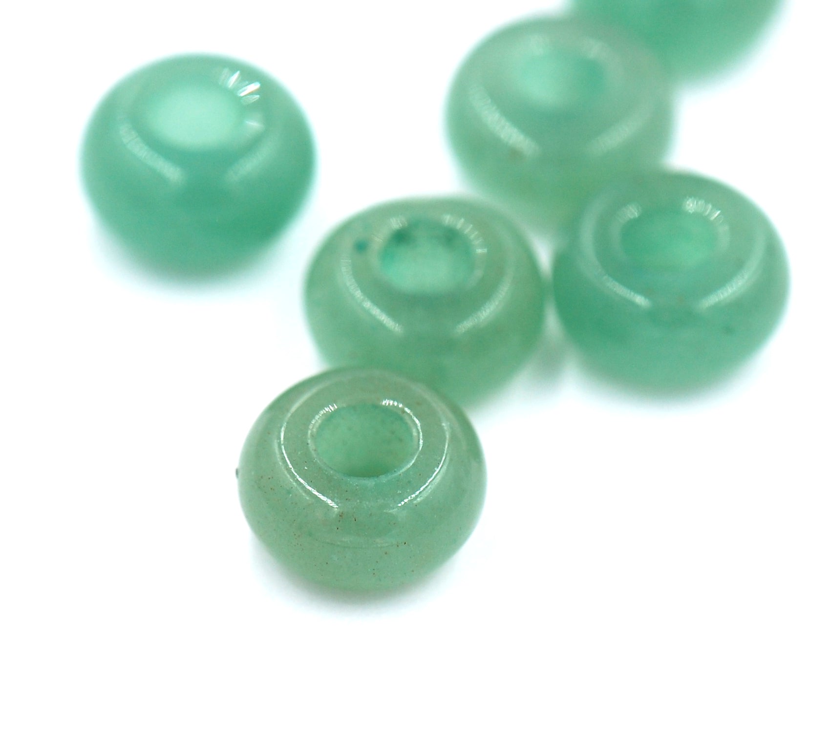 Large Hole Green Aventurine, European Beads, Round 12mm