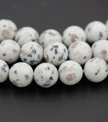 Frosted Pale Turquoise Sesame Jasper 6mm, 8mm, 10mm Round Beads -Full Strand