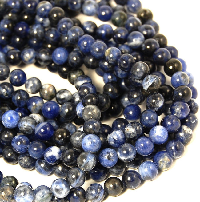 6mm Sodalite Beads in Persian Blue (A grade)   -15.5 inch strand Hover Image