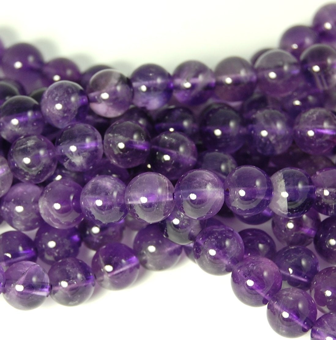 Amethyst Beads, 8mm natural AB round beads  -15.5 inch strand
