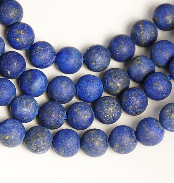 6mm Frosted Lapis Lazuli Round Beads  -15 inch strand