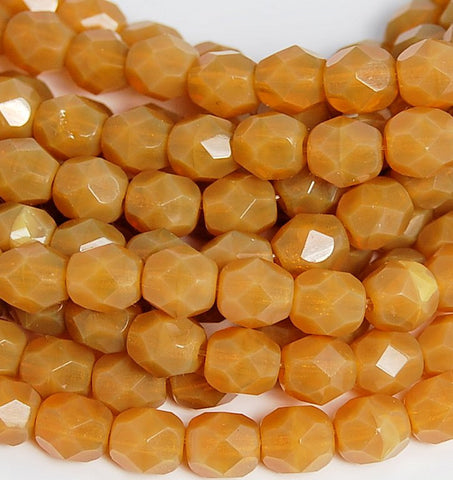 Milky Topaz Glass Faceted Bead 4mm Round - 50 Pc