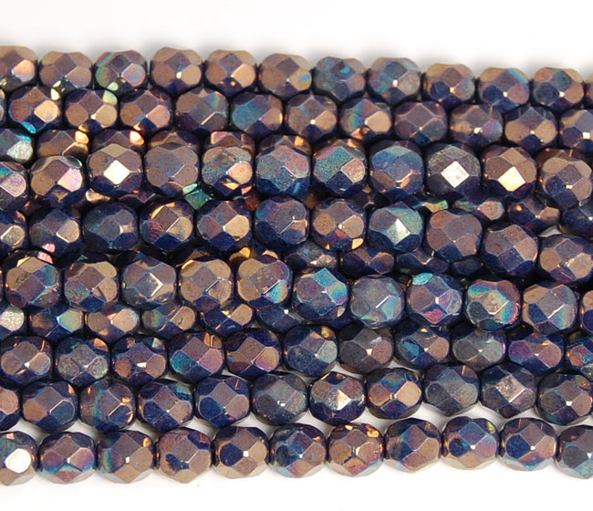 6mm Oxidized Bronze Titanium Czech Beads Faceted  -25 Main Image