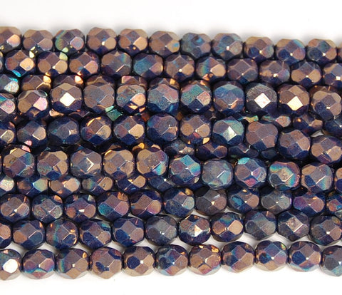 6mm Oxidized Bronze Titanium Czech Beads Faceted  -25