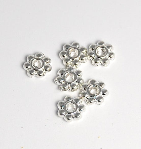 Heishi, 4.5mm Beaded Silver Spacer Bead -100