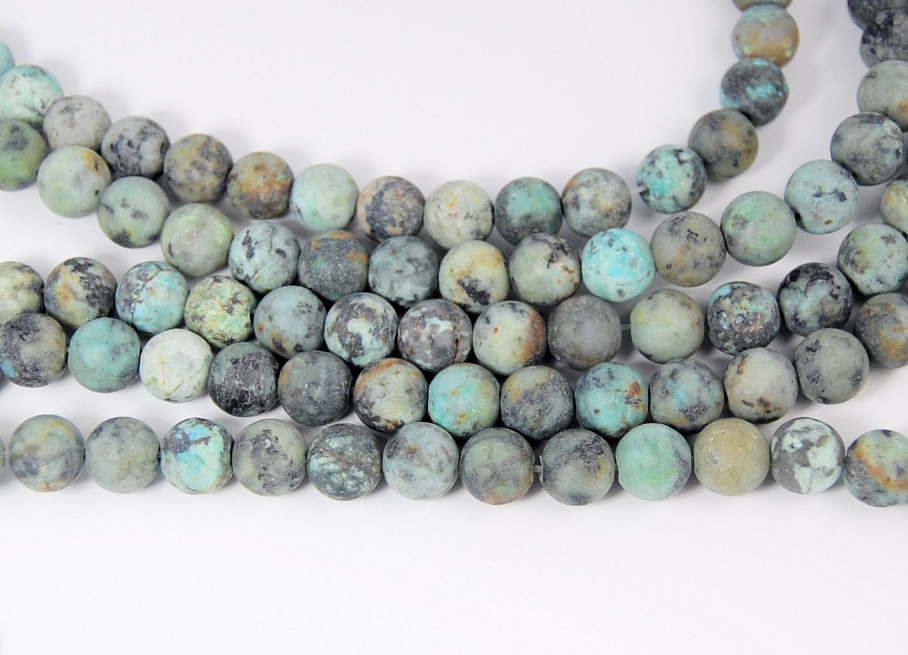 Matte African Turquoise Jasper 6mm round beads -15