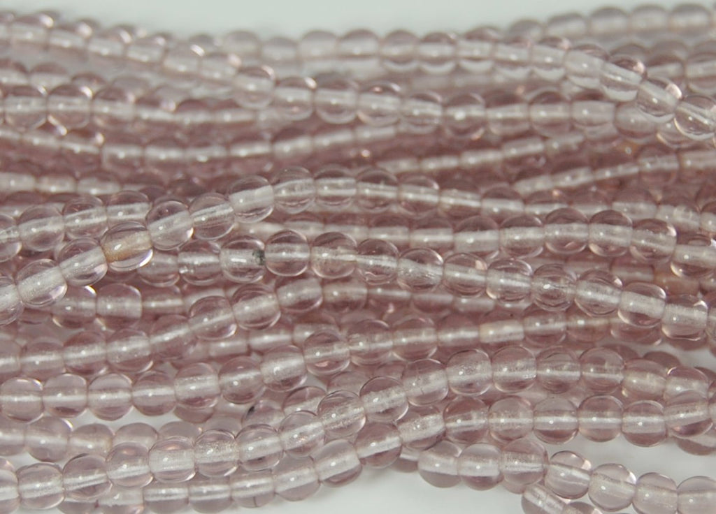 Light Amethyst 4mm round czech beads  - 100 Czech Beads