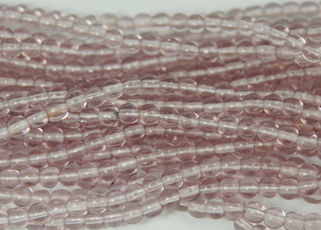 Light Amethyst 4mm round czech beads  - 100 Czech Beads Hover Image