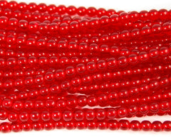 Siam Ruby Red 4mm round czech beads  - 100 Czech Beads