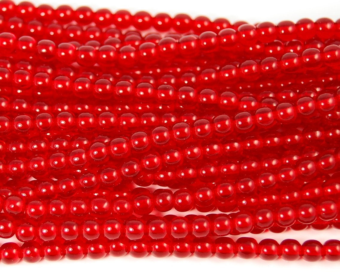 Siam Ruby Red 4mm round czech beads  - 100 Czech Beads