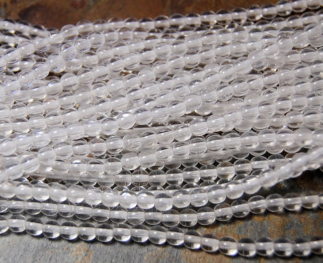Clear Crystal 4mm round czech beads  - 100 Czech Beads Hover Image