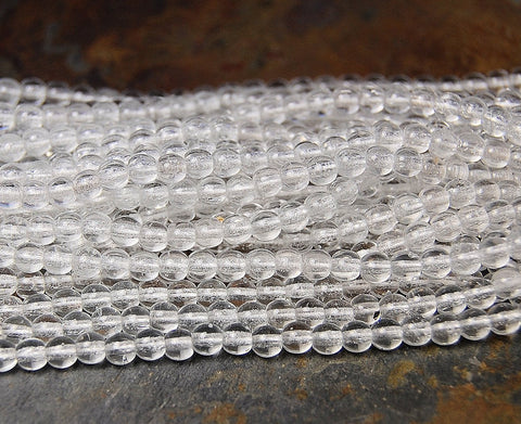 Crackle Crystal 4mm round czech beads  - 100 Czech Beads