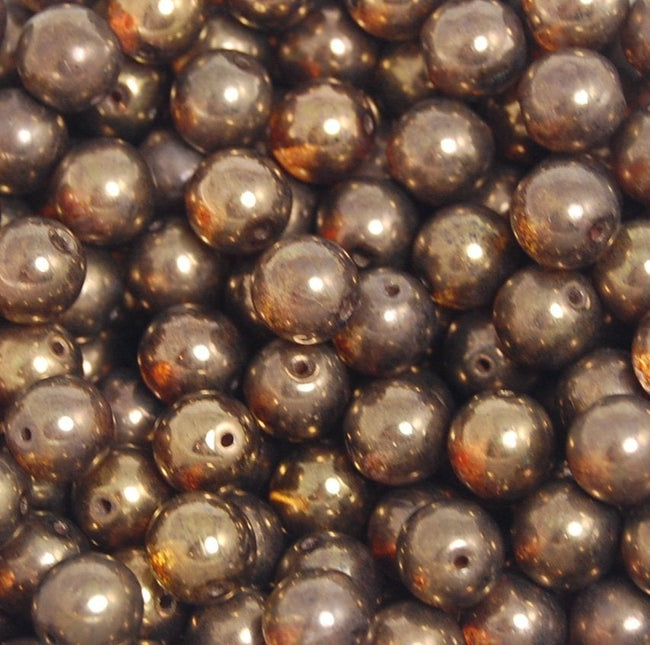Czech Glass 8mm Luminous Brown Round Druk Beads -25 Czech Beads Main Image