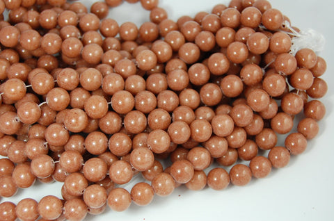 10mm Camel Brown Jade Beads Opaque Smooth - 16 inch strand