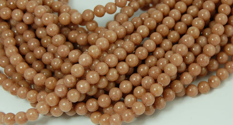 6mm Camel Brown Jade Beads Opaque Smooth - 16 inch strand