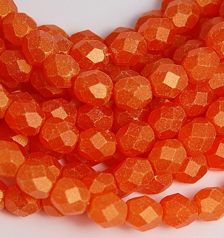 Sueded Gold Hyacinth Czech Glass Faceted 6mm Beads -25