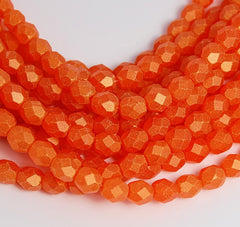 Sueded Gold Hyacinth Czech Glass Faceted 6mm Beads -25