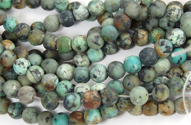 Matte African Turquoise Jasper 6mm round beads -15 Hover Image
