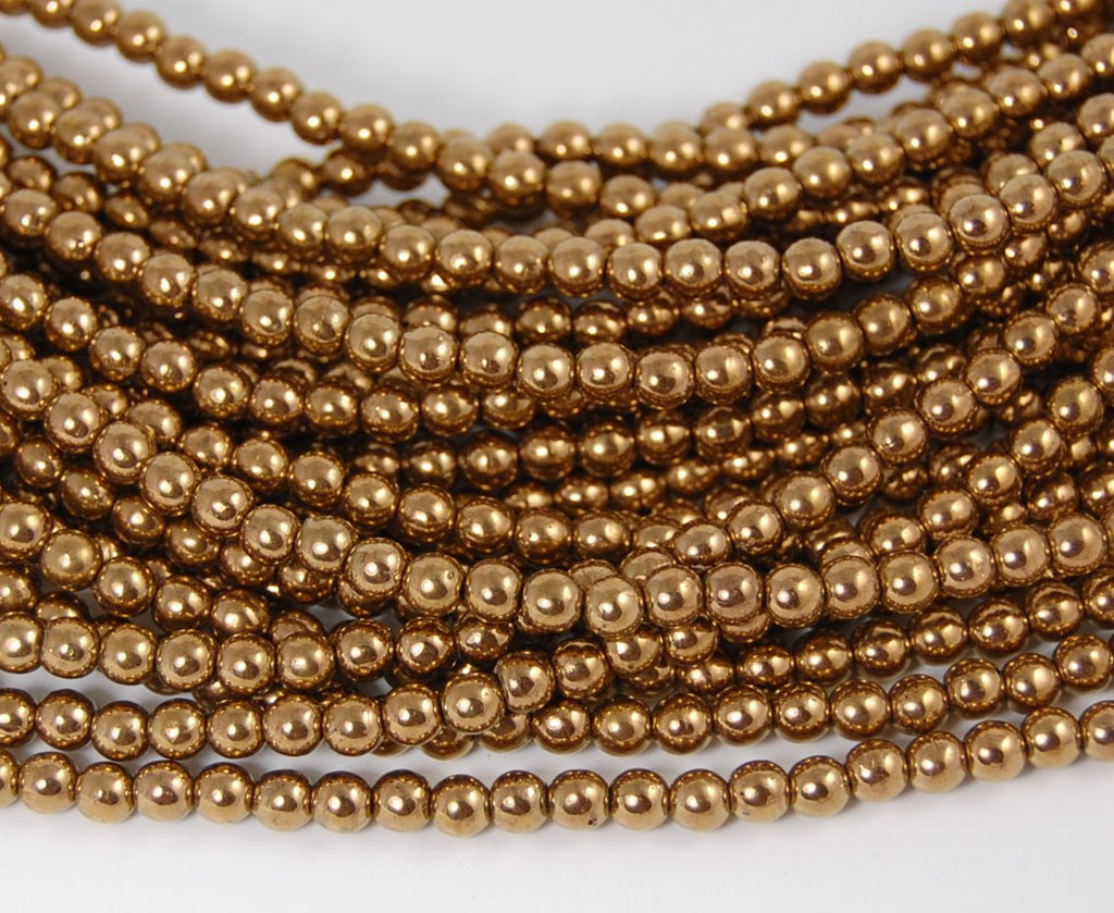 Bronze 4mm round czech beads   - 100