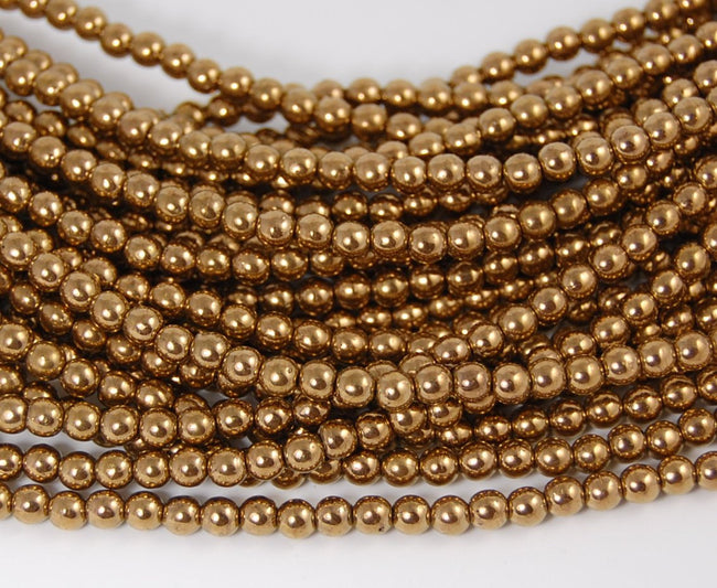 Bronze 4mm round czech beads   - 100 Main Image