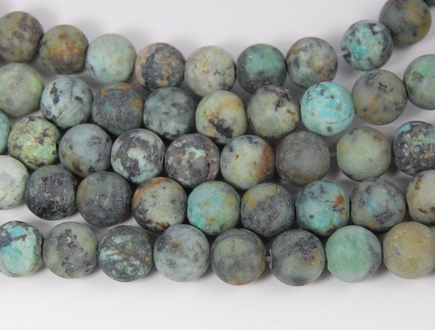 Matte African Turquoise Jasper 10mm round beads -15 inch strand