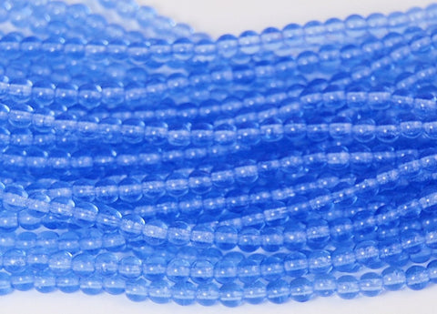 Sapphire Blue 4mm round czech beads  - 100 Czech Beads