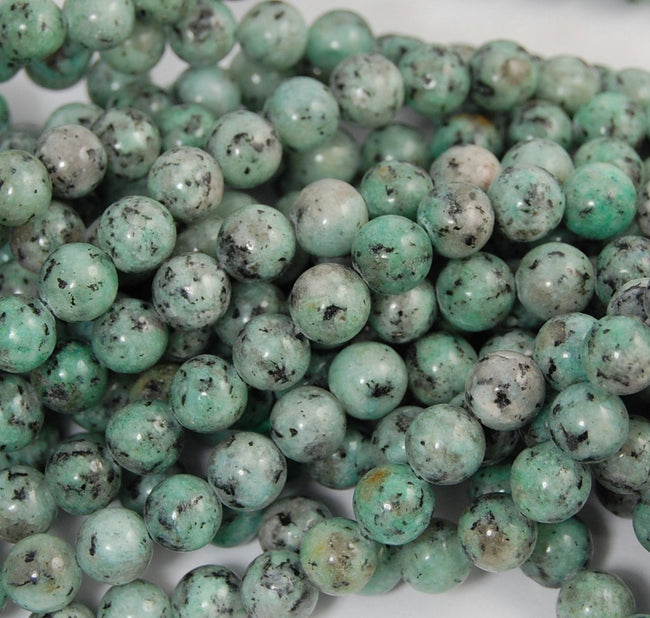 Sesame Jasper Beads 10mm Turquoise round -15 inch strand Hover Image